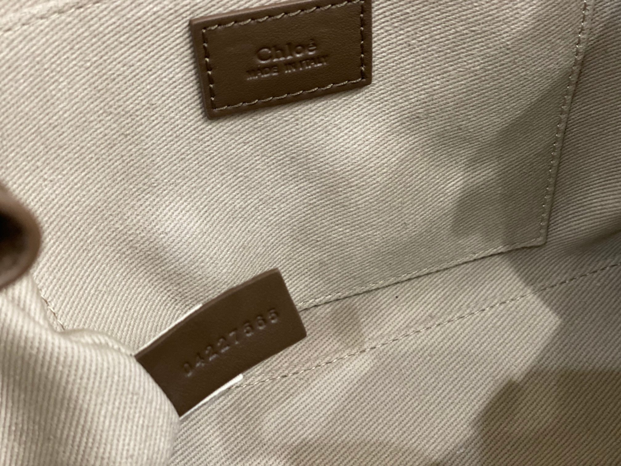 Chloe Small Woody Tote Bag In Dark Khaki Soft Smooth Calfskin Leather